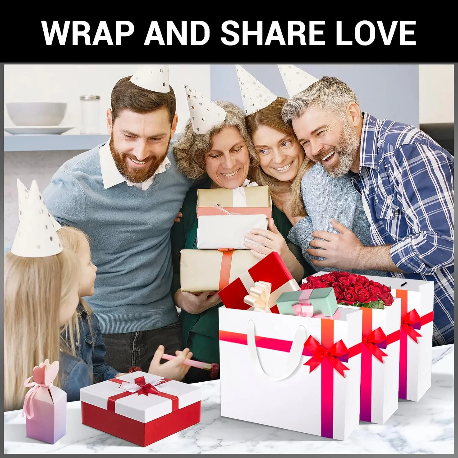 EUSOAR Gift Wrap Bags in Bulk, 12 Pack 10.6x3.1x8.3 inches Small Kraft Paper Bags with Handles, Heavy Duty Bags for Wedding, Grocery, Boutique, Retail, Business, Party Favors, Baby Showers, Birthdays