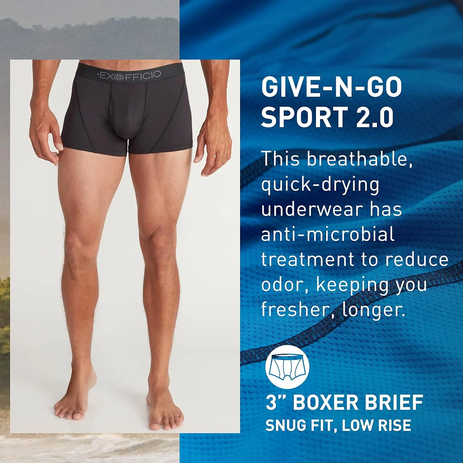 ExOfficio Men's Standard Give-n-go Sport 2.0 Boxer Brief 3 "