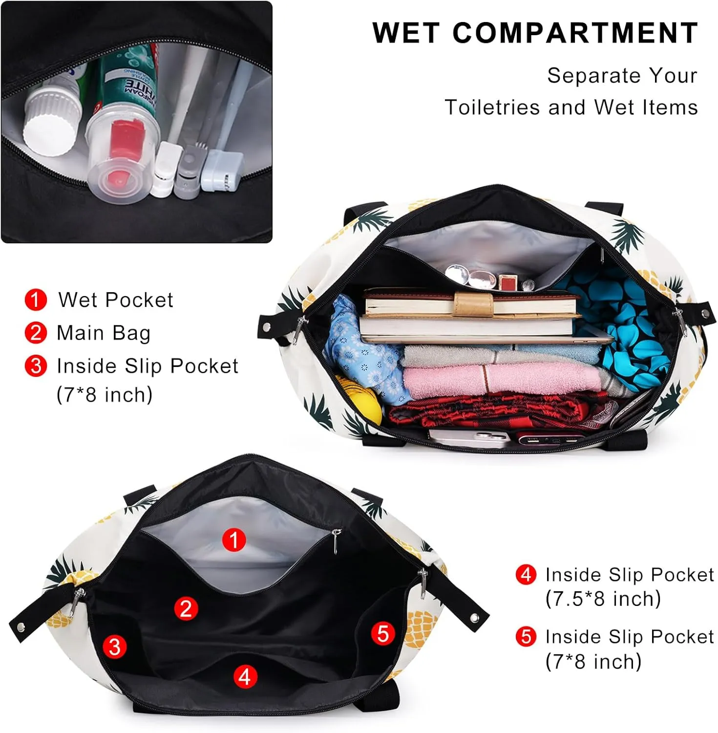 Expandable Duffel Bag for Women with Trolley Sleeve/Wet Pocket Weekender Travel Tote Large Carry On Overnight Luggage