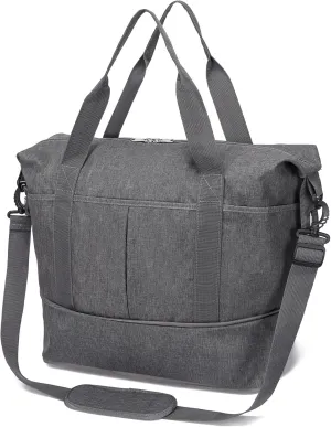 Expandable Duffle Bag for Travel, Weekender Overnight Carry On Bag for Women Men, Waterproof Large Capacity Travel Bag with Detachable Shoulder Strap and Wet Pocket(Grey)