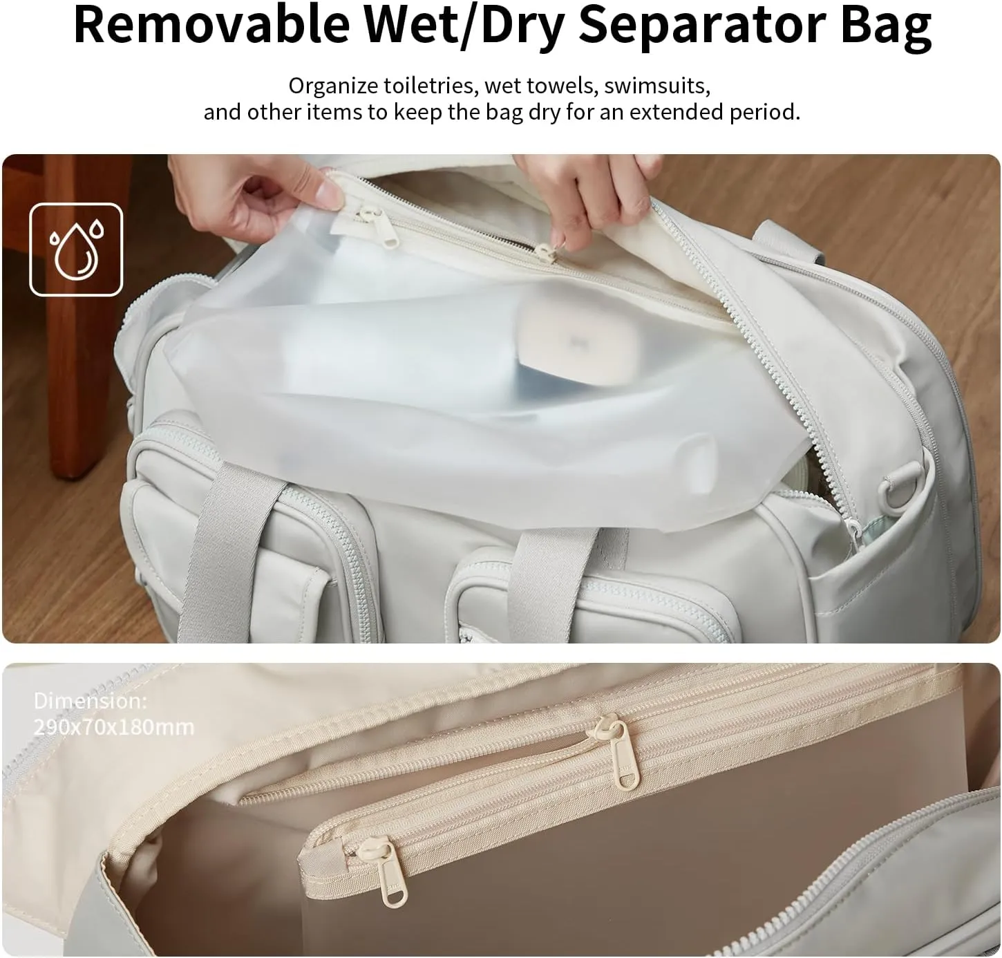 Expandable Travel Duffel Bag, Duffle Bag for Travel with Wet Pocket, Carry on Weekender Bags for Men Women, Water Resistant Gym Duffel Bag Sport Bag (Gray)