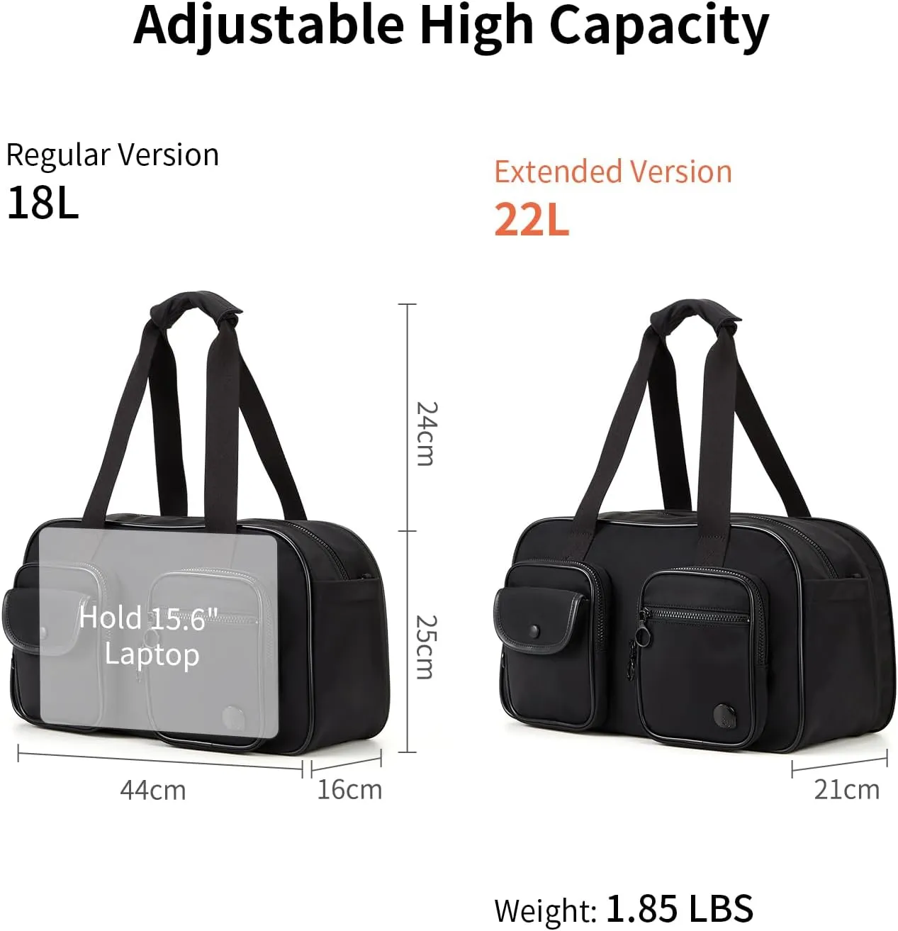 Expandable Travel Duffel Bag, Elegant Black Duffle Bag for Travel with Wet Pocket, Carry on Weekender Bags for Men Women, Water Resistant Gym Duffel Bag Sport Bag