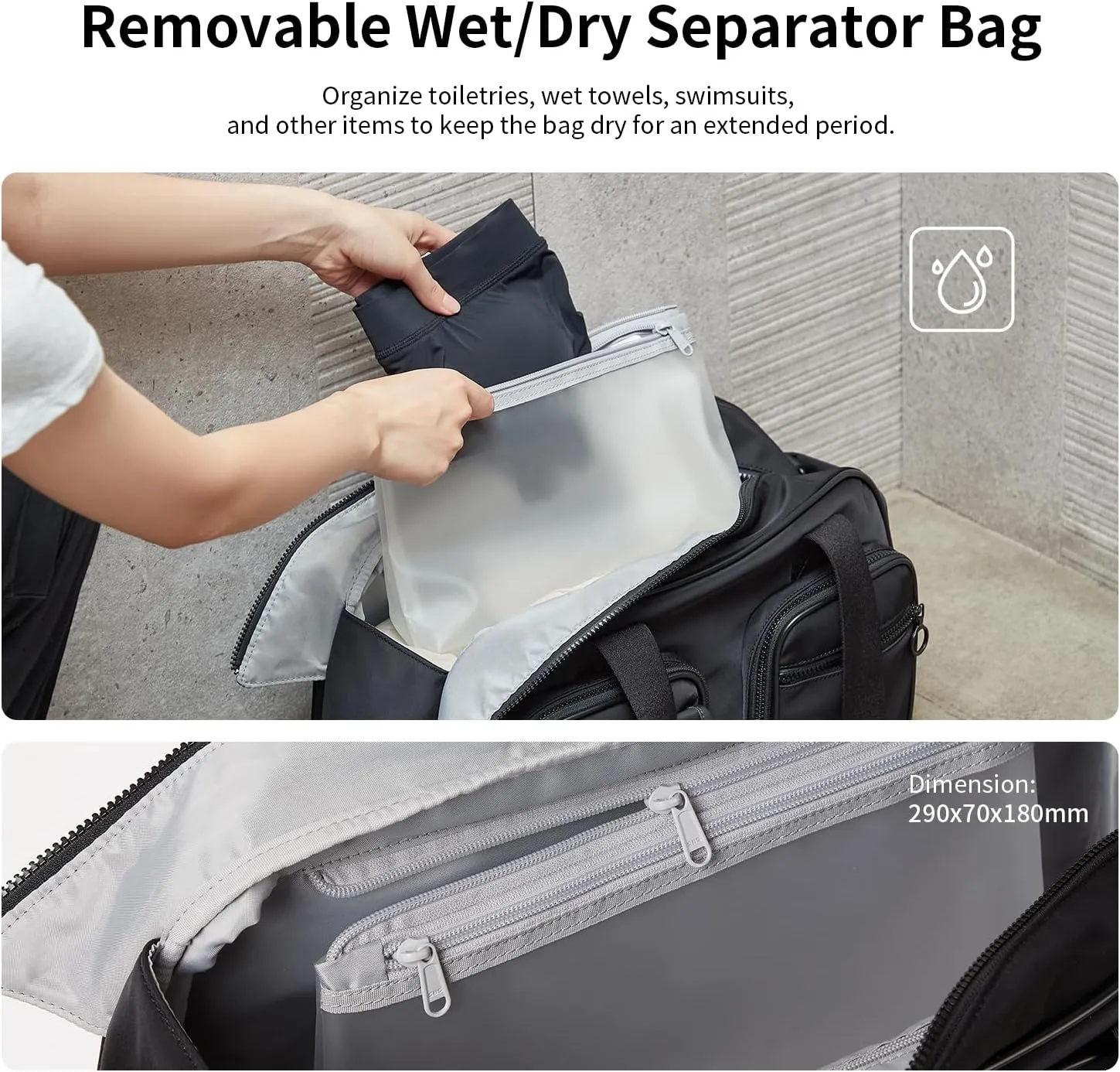 Expandable Travel Duffel Bag, Elegant Black Duffle Bag for Travel with Wet Pocket, Carry on Weekender Bags for Men Women, Water Resistant Gym Duffel Bag Sport Bag