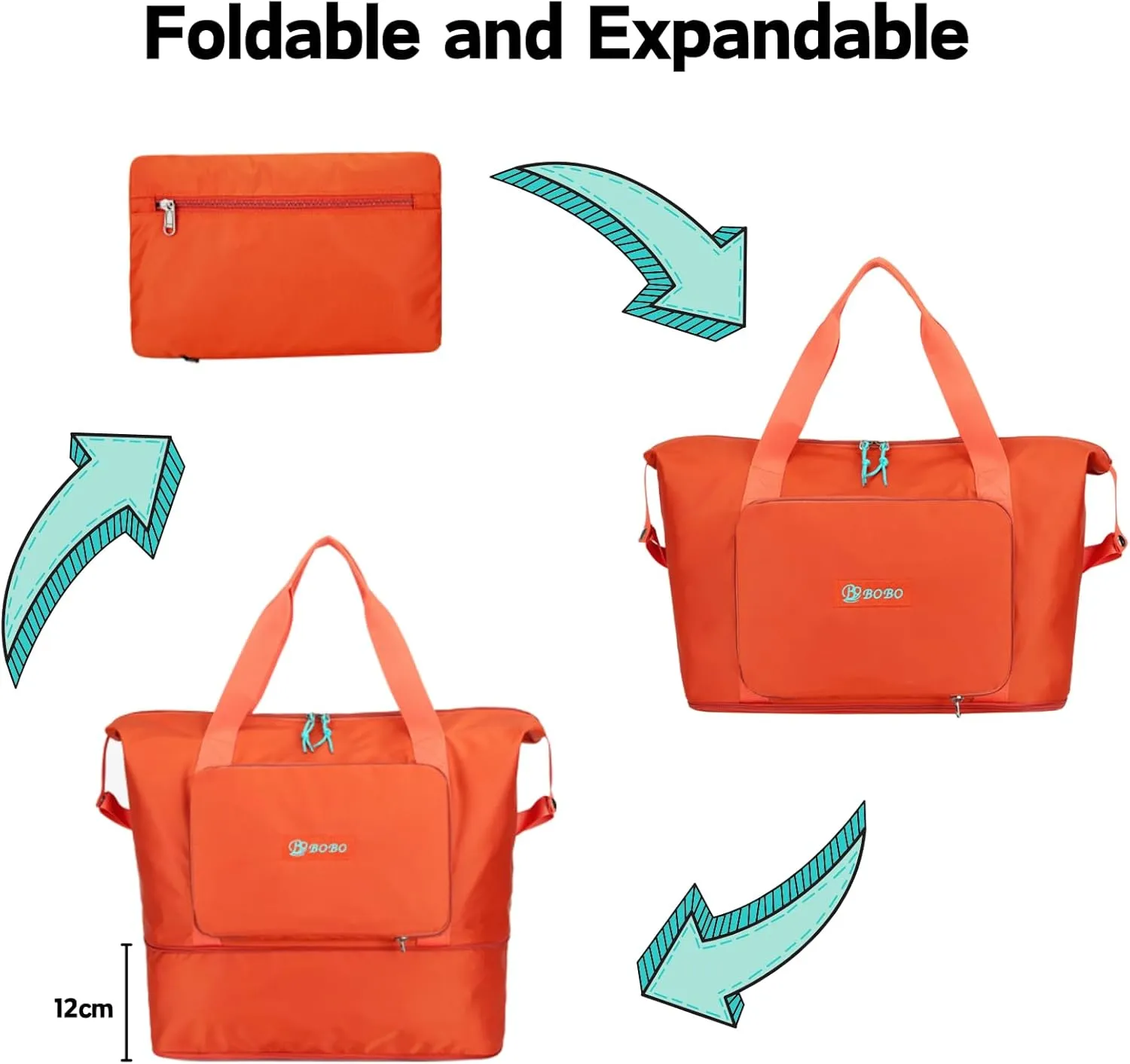 Expandable Travel Duffle Bag for Women Men, Lightweight Foldable Travel Tote Bags Gym Bag, Large Waterproof Carry On Weekender Overnight Bag with Wet Pocket for Workout, Fitness, Shopping Purple