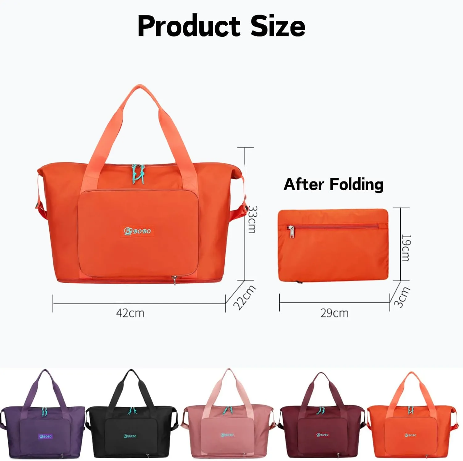 Expandable Travel Duffle Bag for Women Men, Lightweight Foldable Travel Tote Bags Gym Bag, Large Waterproof Carry On Weekender Overnight Bag with Wet Pocket for Workout, Fitness, Shopping Purple