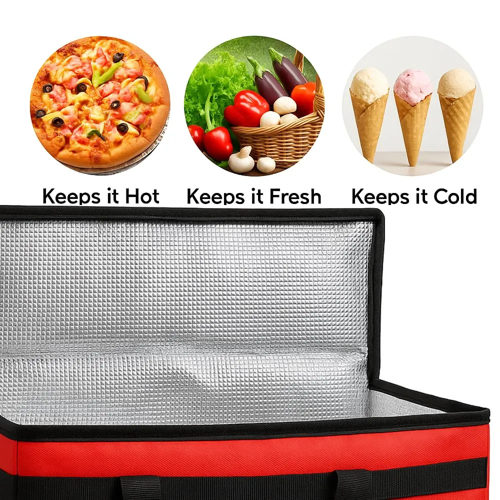 Extra large XXXL Insulated Food Delivery Bag Cooler Bags Keep Food Warm Catering Therma Catering Bag for doordash 22x14x13 Cooler Bags Therma Shopper hot XXXL warming RED Pizza 22w x 14 l x 13d