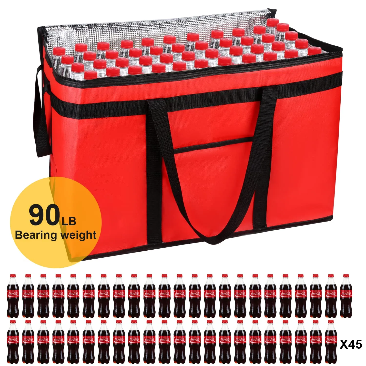 Extra large XXXL Insulated Food Delivery Bag Cooler Bags Keep Food Warm Catering Therma Catering Bag for doordash 22x14x13 Cooler Bags Therma Shopper hot XXXL warming RED Pizza 22w x 14 l x 13d