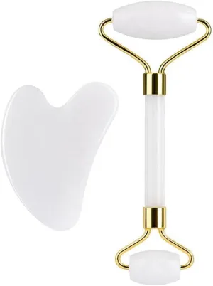 Face Massage Jade Roller White Jade Natural Stone Gua Sha Slimmer Lift Wrinkle Double Chin Remover Beauty Care Slimming Tools 1Pcs