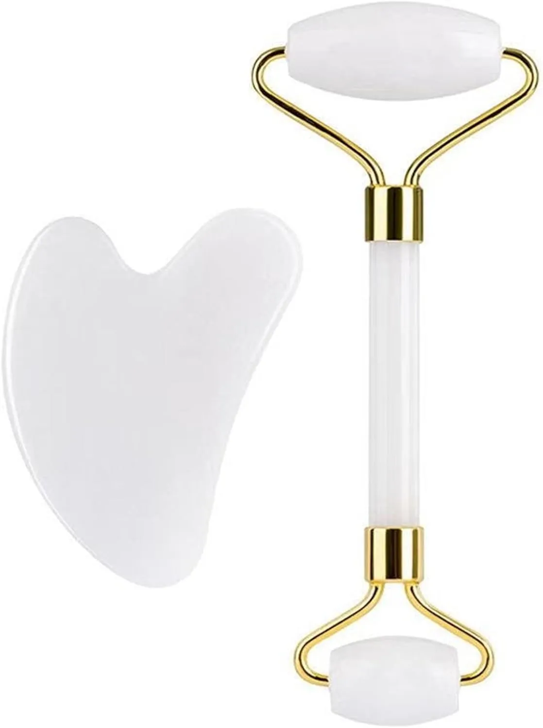 Face Massage Jade Roller White Jade Natural Stone Gua Sha Slimmer Lift Wrinkle Double Chin Remover Beauty Care Slimming Tools 1Pcs