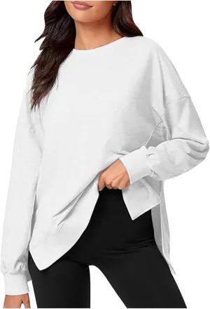 Fall Shirts for Women 2024 Trendy Plus Size Crewneck Sweatshirts Casual Long Sleeve Shirts Oversized Pullover Tops