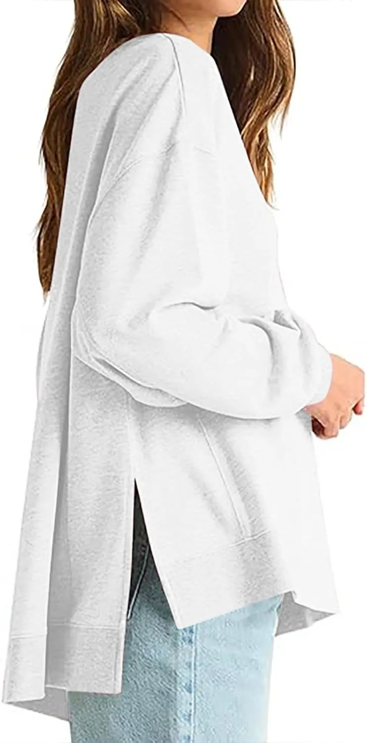 Fall Shirts for Women 2024 Trendy Plus Size Crewneck Sweatshirts Casual Long Sleeve Shirts Oversized Pullover Tops