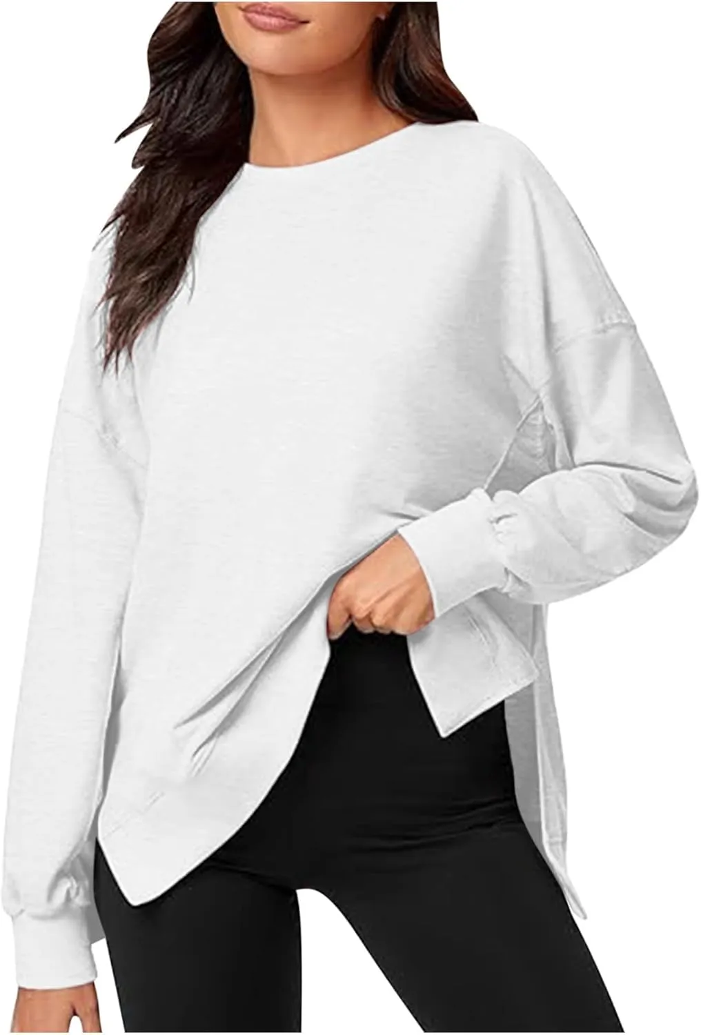 Fall Shirts for Women 2024 Trendy Plus Size Crewneck Sweatshirts Casual Long Sleeve Shirts Oversized Pullover Tops
