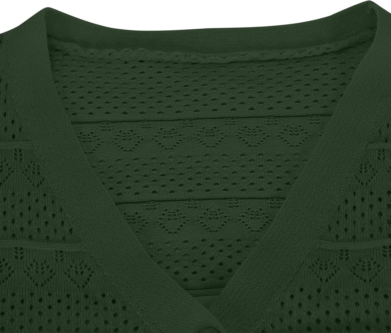Fall Sweaters for Women 2024 V Neck 3/4 Length Sleeve Button Front Cropped Cardigan Solid Knit Lightweight Cardigans