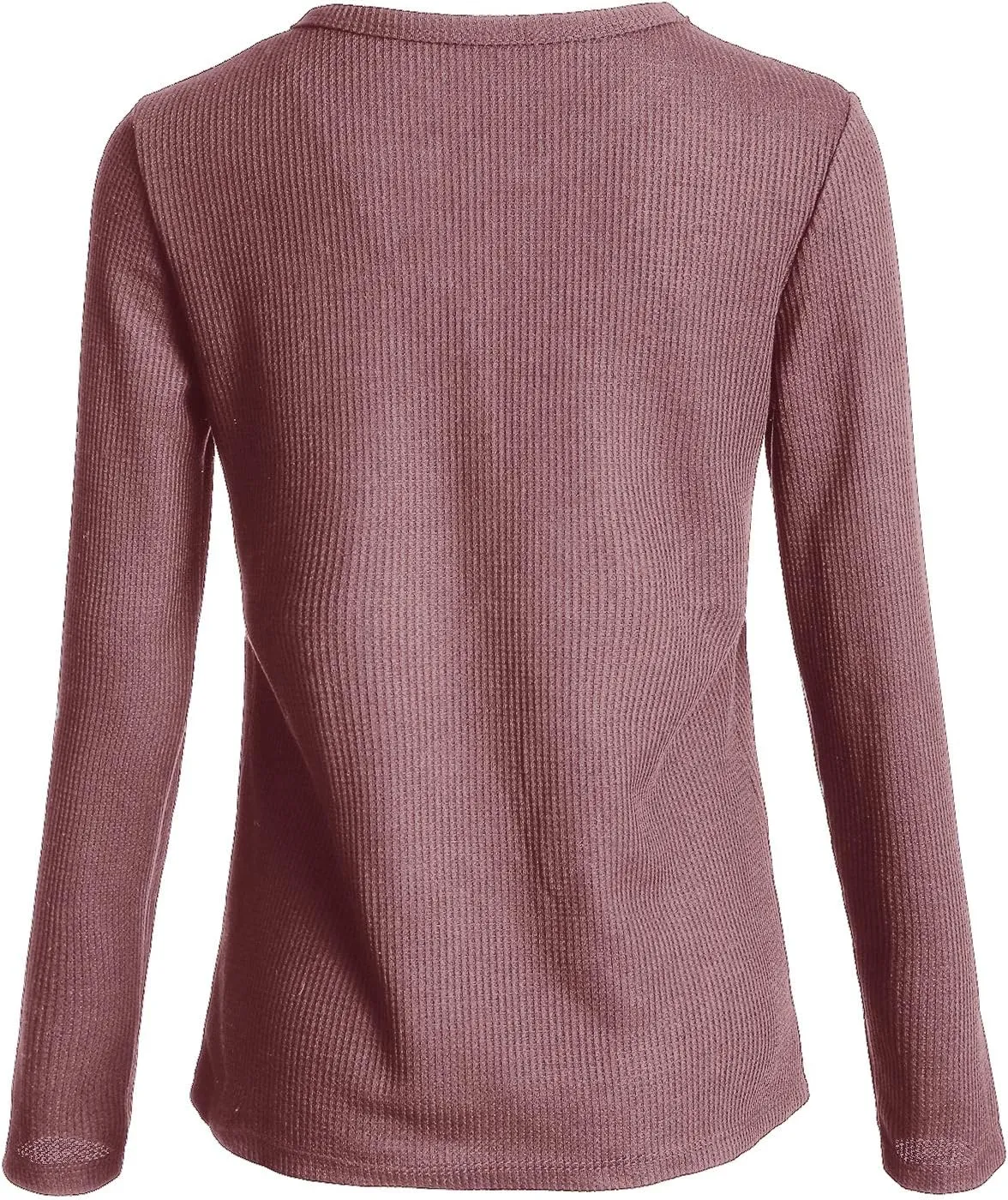 Famulily Womens Long Sleeve Tshirt V Neck Loose Fit Soft Waffle Knit Thermal Tops