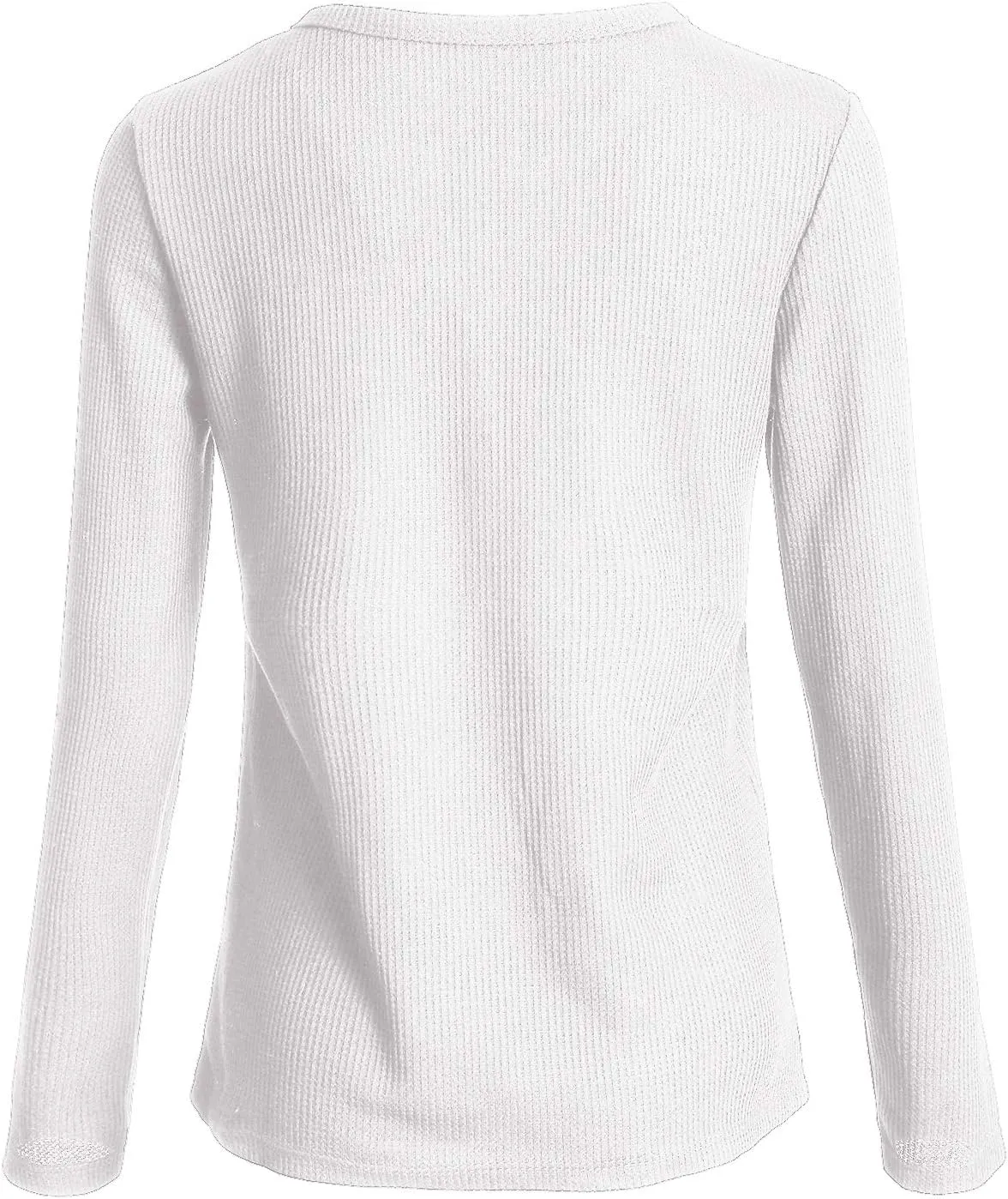 Famulily Womens Long Sleeve Tshirt V Neck Loose Fit Soft Waffle Knit Thermal Tops