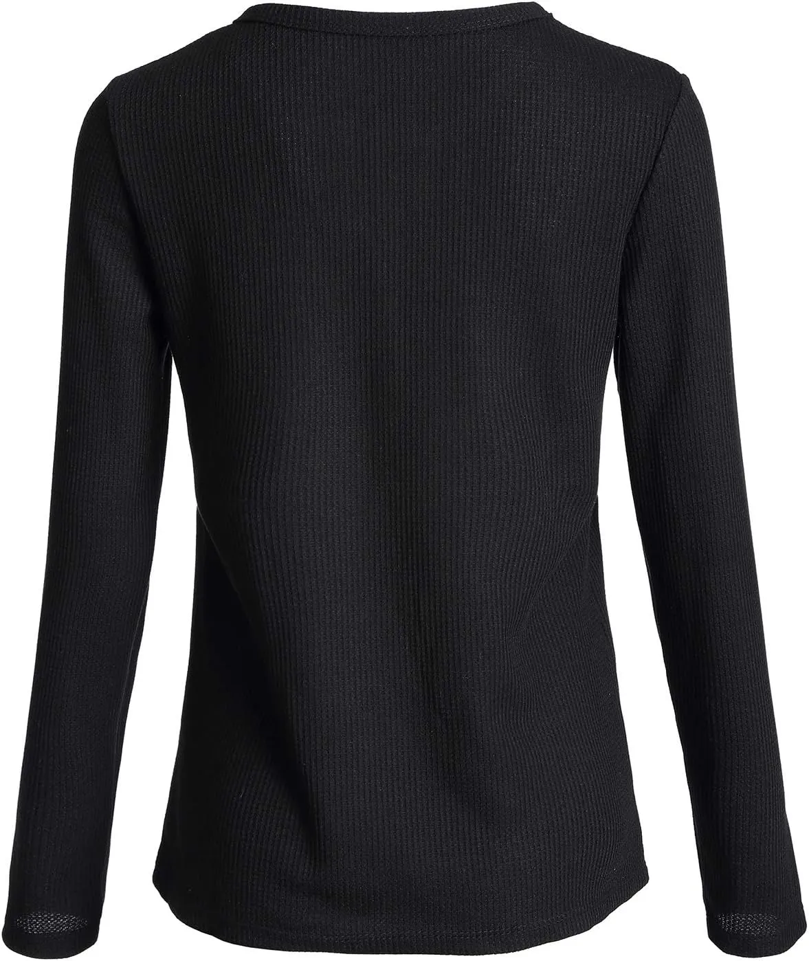 Famulily Womens Long Sleeve Tshirt V Neck Loose Fit Soft Waffle Knit Thermal Tops