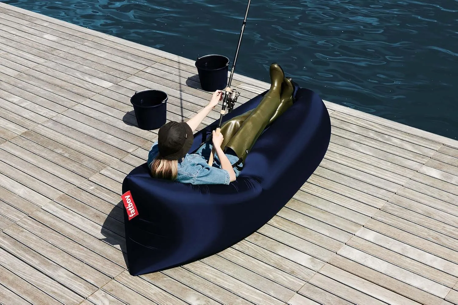 Fatboy Lamzac The Original Version 3.0 Inflatable Lounger with Carry Bag, Dark Blue