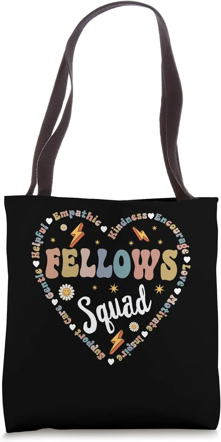 Fellows Squad, Groovy Heart Team Back To School Matching Tote Bag