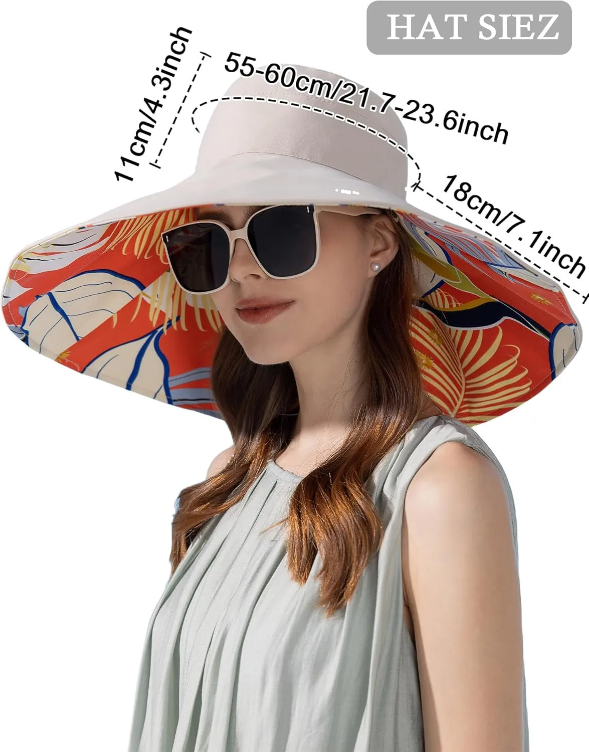 FEOYA Women's Sun Hat Cotton Wide Brim Hat Double-Sided Foldable Hats Uv Protection Travel Hat, Hiking Hat, Fishing Hat