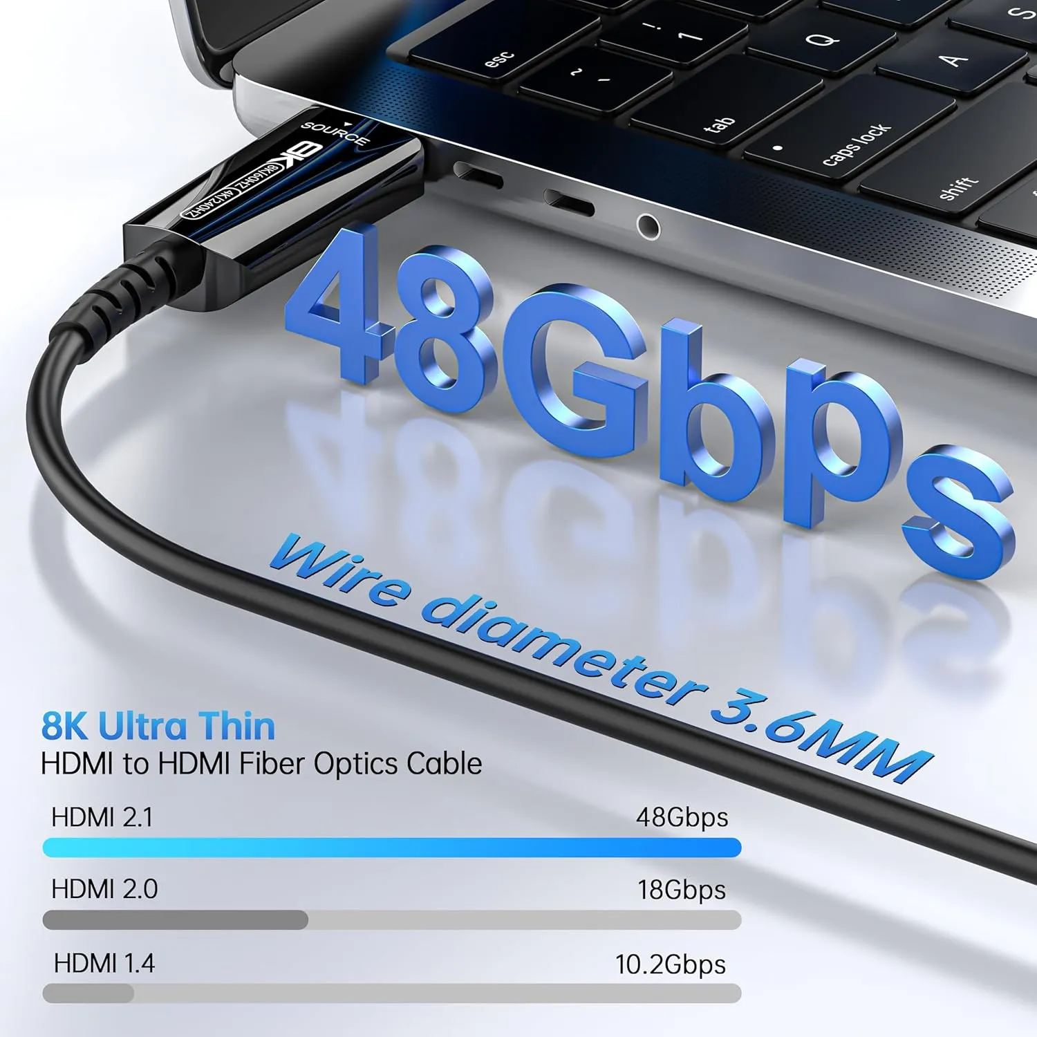 Fiber Optic HDMI Cable 80 FT, 8K Long HDMI 2.1 Cable, Thin HDMI Cord 48Gbps Ultra High Speed, 8K@60Hz 4K@240Hz, Dynamic HDR, eARC,HDCP 2.2&2.3, 3D, Compatible for PS4/5/Xbox/TV/Laptop/Monitor