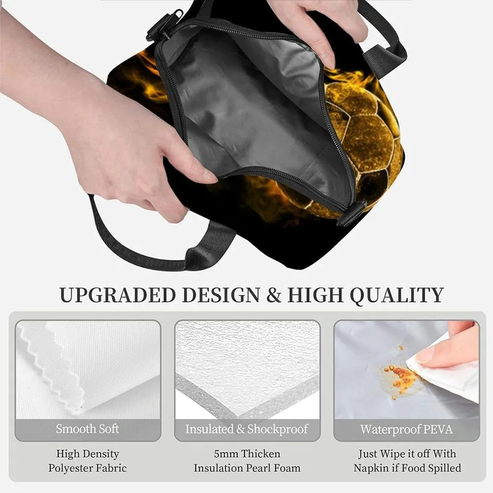 fiery ball Insulated Adult Lunch Bag with Shoulder Strap for Women Lightweight Reusable Portable Freezable Lunch Tote Bag for Work Picnic