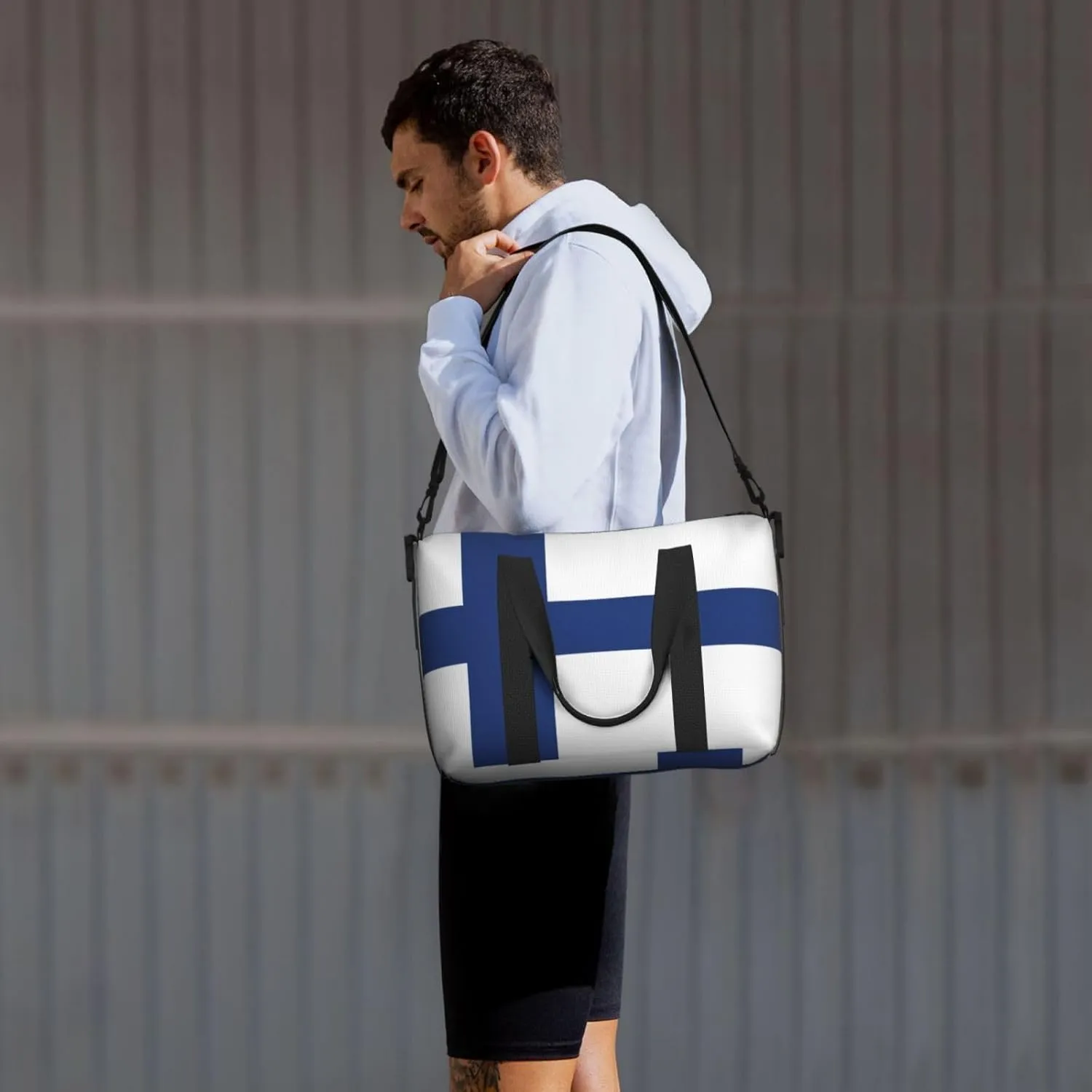Finnish Flag Women Travel Duffel Bag, Large Weekender Carry-On Tote, Gym Workout Bag,Mommy Hospital Bag