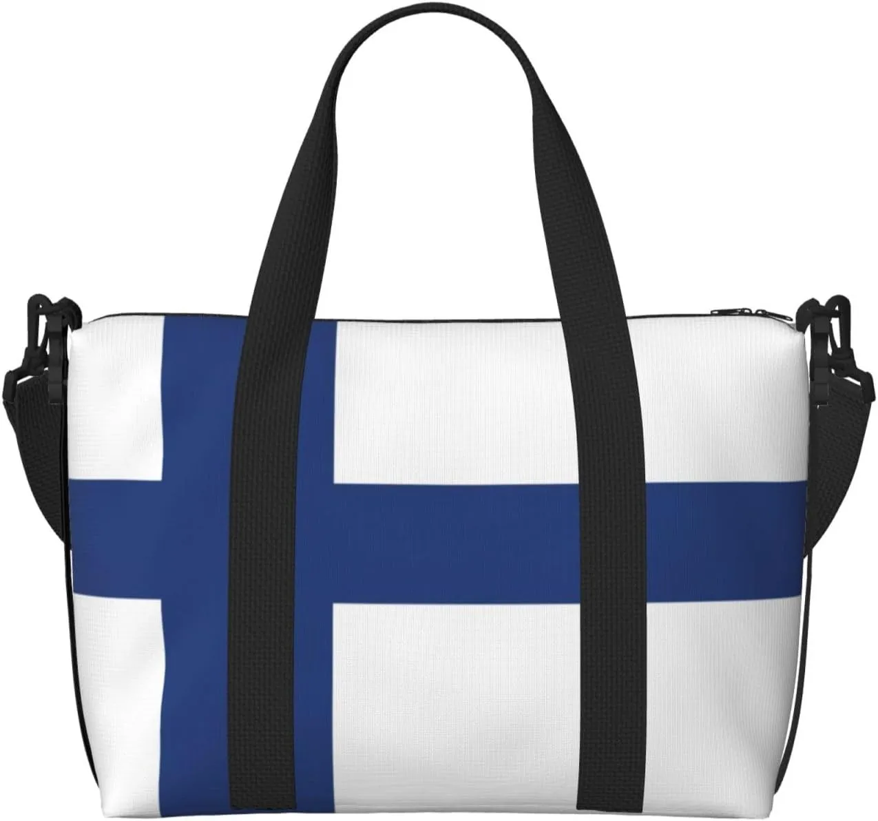 Finnish Flag Women Travel Duffel Bag, Large Weekender Carry-On Tote, Gym Workout Bag,Mommy Hospital Bag