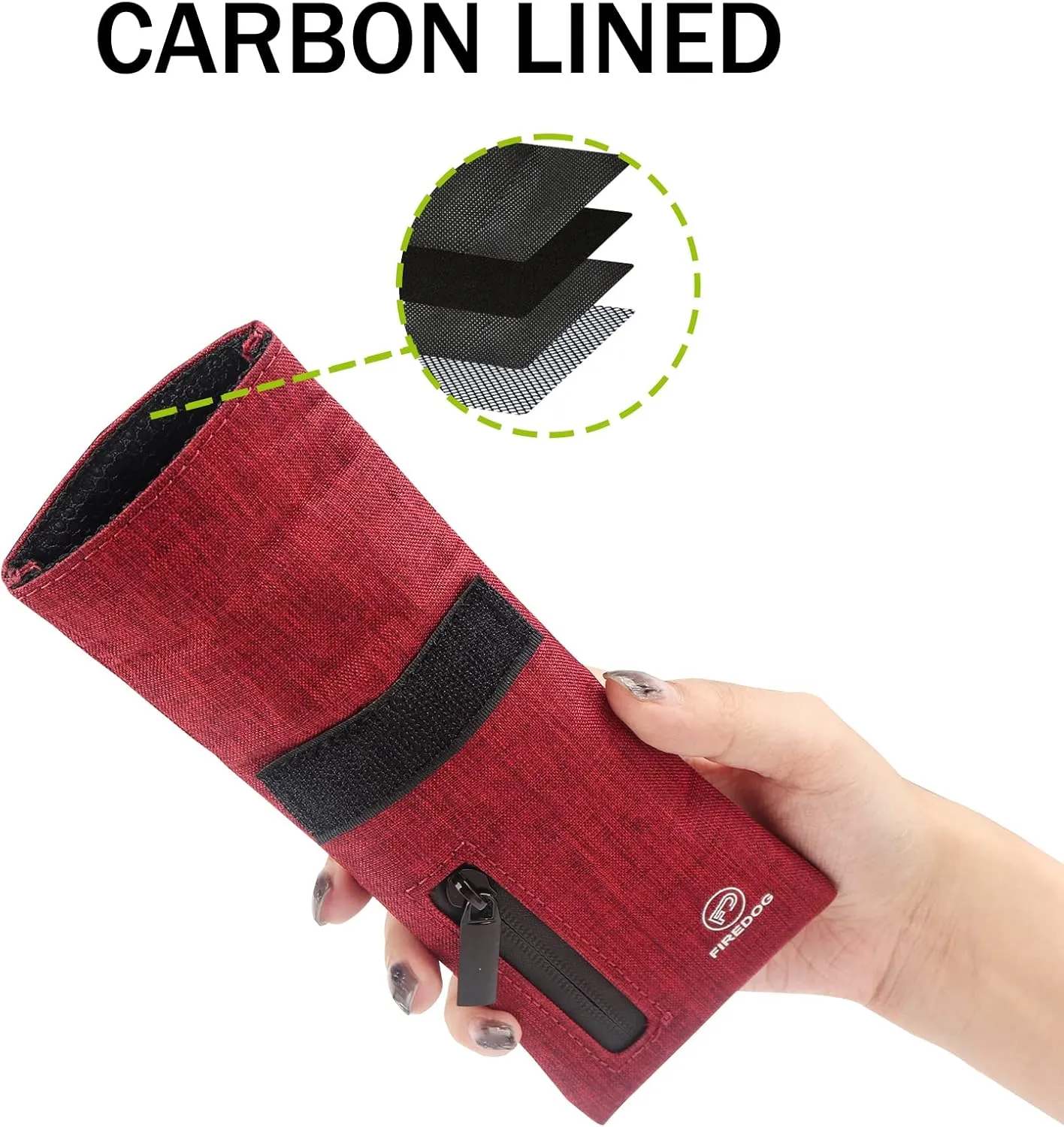 FIREDOG Smell Proof Bags, Carbon Lined Odor Proof Bag for Dog Tested 3"x6" Stash Travel Storage Pouch Pocket (Dark Red)