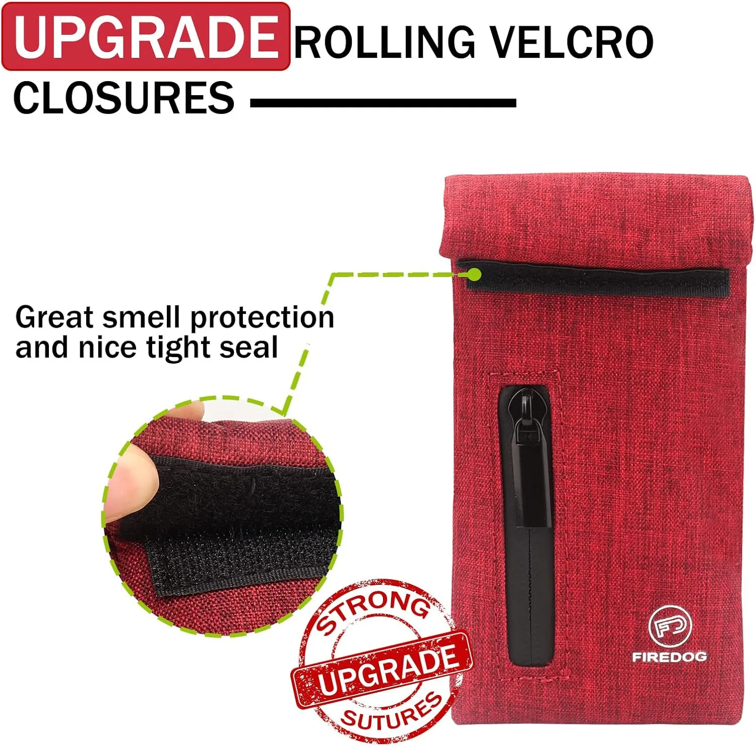 FIREDOG Smell Proof Bags, Carbon Lined Odor Proof Bag for Dog Tested 3"x6" Stash Travel Storage Pouch Pocket (Dark Red)