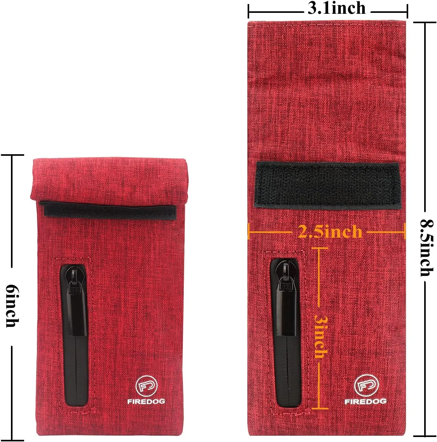 FIREDOG Smell Proof Bags, Carbon Lined Odor Proof Bag for Dog Tested 3"x6" Stash Travel Storage Pouch Pocket (Dark Red)