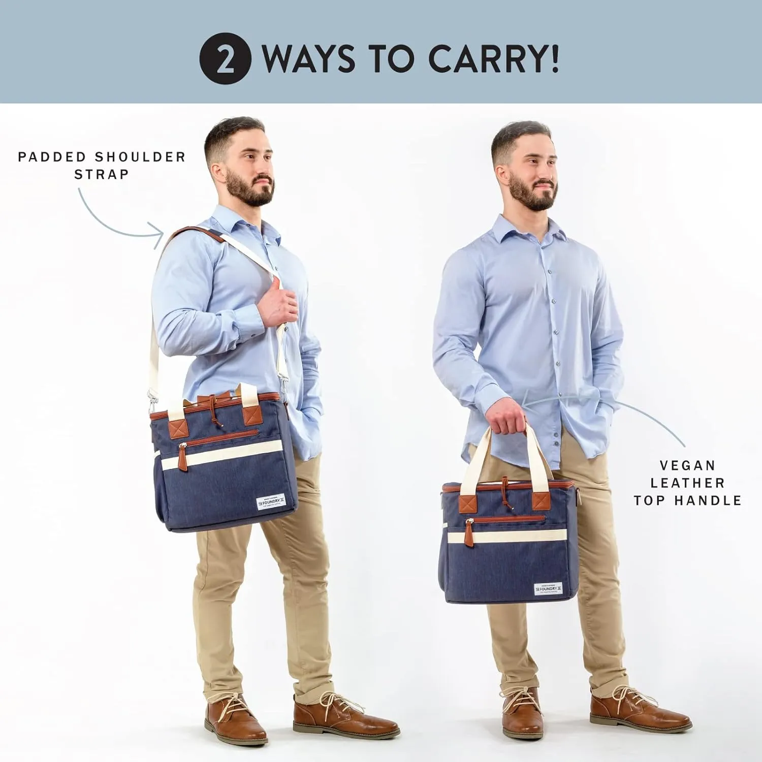 Fit & Fresh 24-Can Navy Insulated Soft Cooler Bag, 7.12 Liters, Portable, Leakproof, Insulated, PEVA Lined