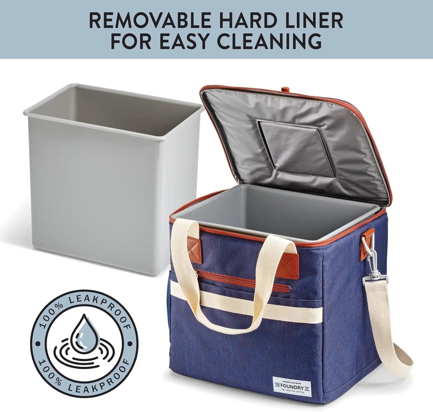 Fit & Fresh 24-Can Navy Insulated Soft Cooler Bag, 7.12 Liters, Portable, Leakproof, Insulated, PEVA Lined