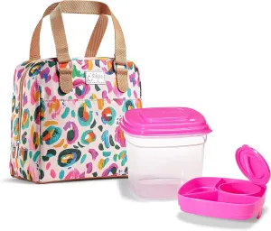 Fit & Fresh Lunch Bag For Women, Insulated Womens Lunch Bag For Work, Leakproof & Stain-Resistant Large Lunch Box For Women With Containers, Zipper Closure Minneola Bag Blush Leopard