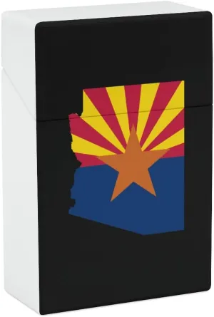 Flag Map of Arizona Cigarette Box One Hand Flip-Top Pocket Fashion Cigarette Case Holder 20 Capacity Gift