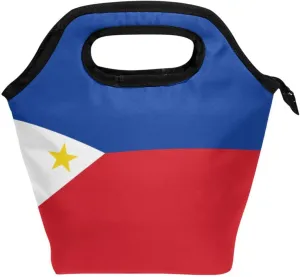 Flag Philippines Correct Proportion Color Mini Lunch Bag with Curved Handle Lunch Box for Work Leakproof Insulated Cooler Bag for Work College