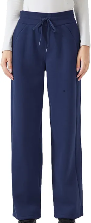 Fleece Lined Pants Women High Waist Warm Pants for Women Winter Straight Leg Sweatpants Thermal Joggers Pant