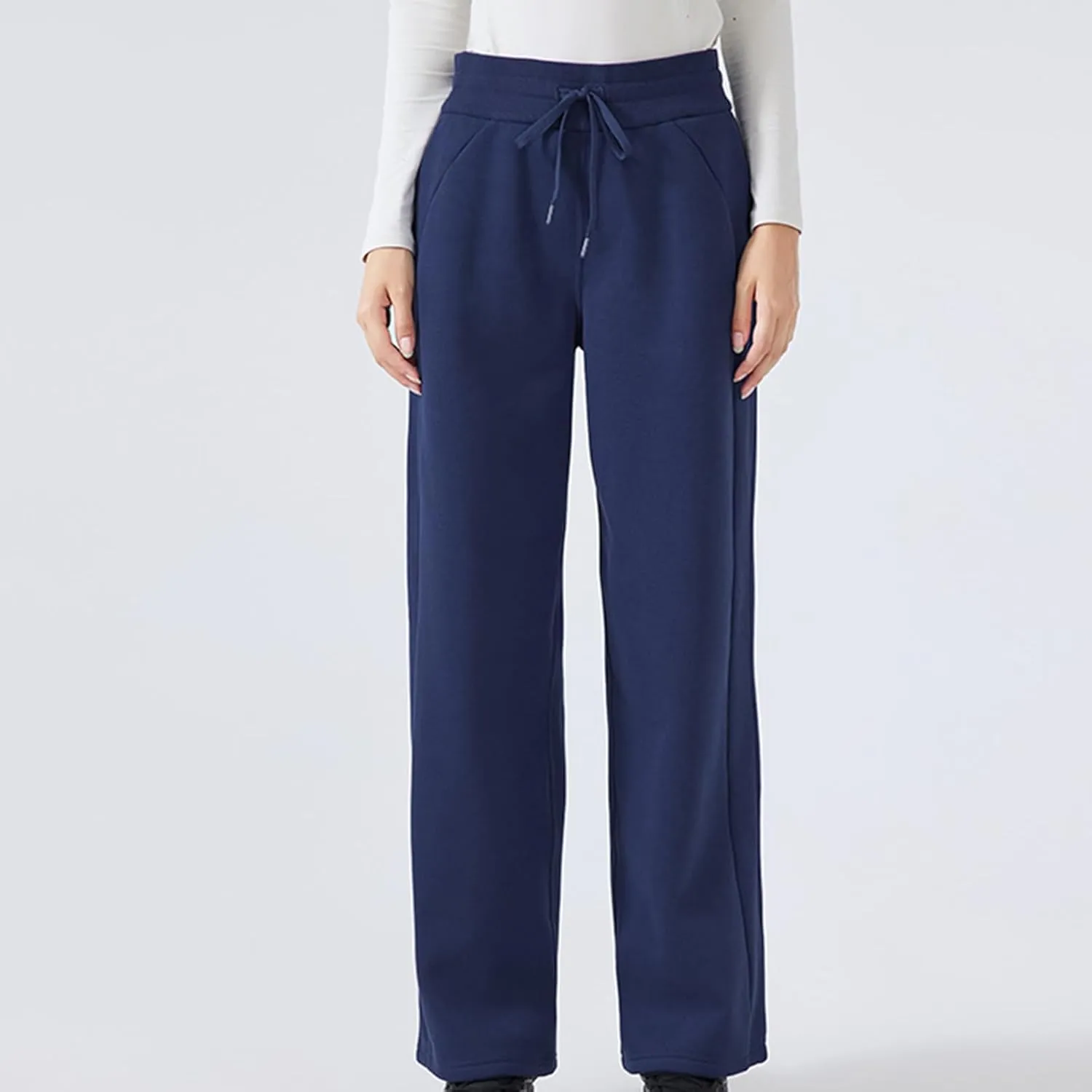 Fleece Lined Pants Women High Waist Warm Pants for Women Winter Straight Leg Sweatpants Thermal Joggers Pant