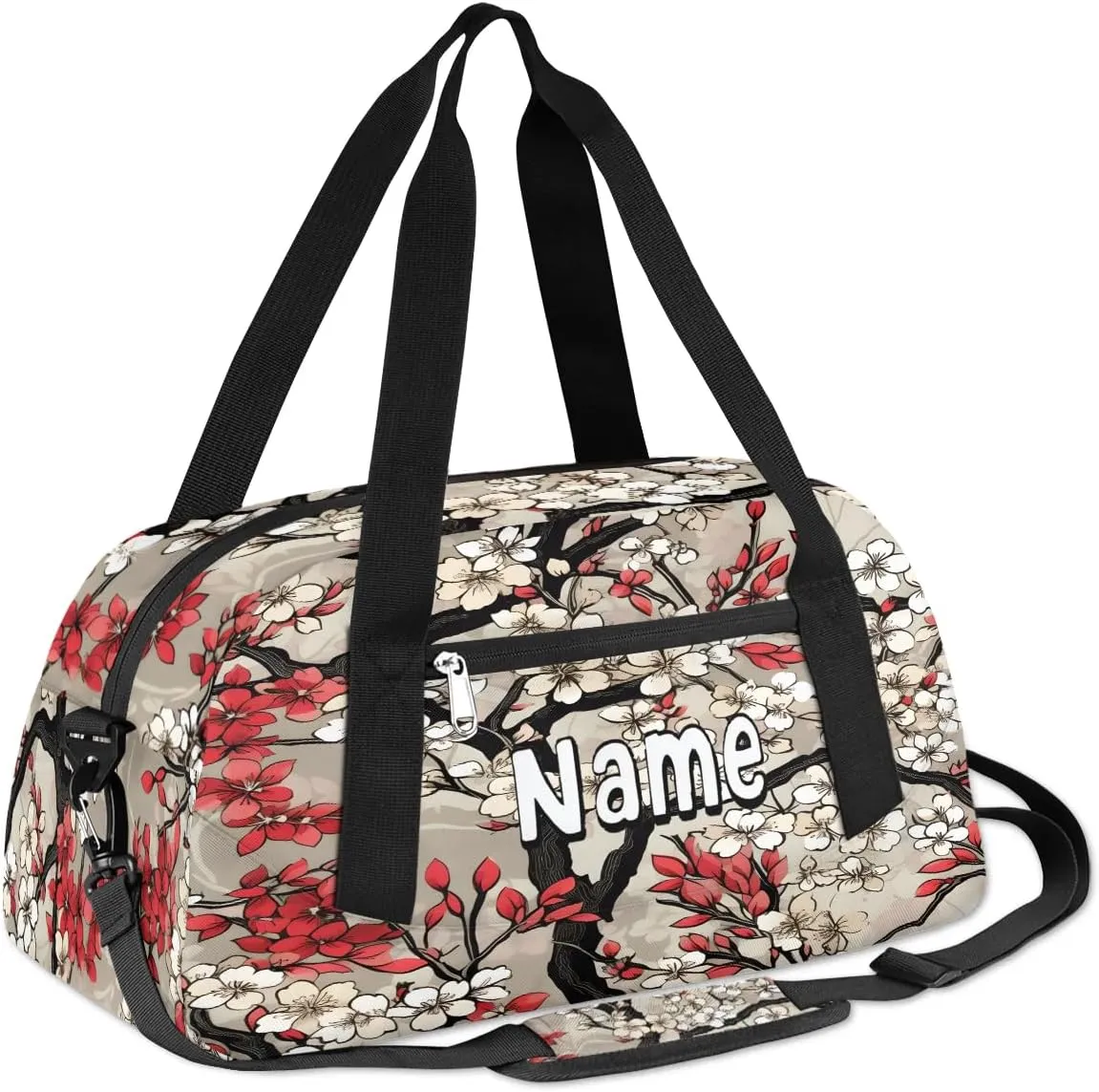 Flower Art Personalized Kids Duffle Custom Duffel Bag for Little Girls Boys Overnight Bag Mini Gym Duffle Bag 18.5 Inch Asian Flower Weekender Bag for Kids Travel Sport Duffle Bag
