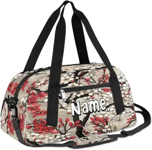 Flower Art Personalized Kids Duffle Custom Duffel Bag for Little Girls Boys Overnight Bag Mini Gym Duffle Bag 18.5 Inch Asian Flower Weekender Bag for Kids Travel Sport Duffle Bag