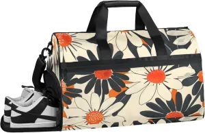 Flower Gym Duffle Bag for Men, Texture Waterproof Sports duffle bag for travel Weekender Bags for Women Overnight Bag with Shoes Compartment