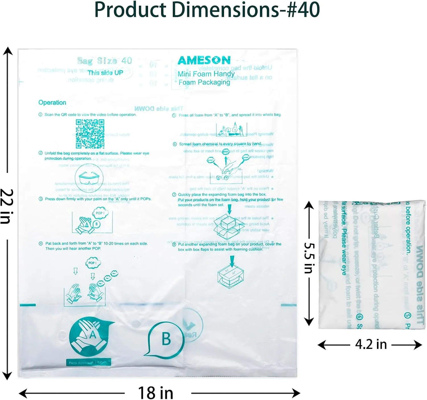 Foam Bag for Packaging 14 PACK handy Bags #40, 18” x 22" Room Temperature Expandable Foam Bags(14 PACK)