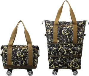 Foldable Rolling Travel Bag Expandable Duffle Bag Weekender Travel Bag with Detachable Wheels for Women and Men