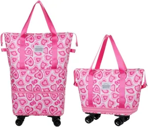 Foldable Travel Duffel Bag Expandable Carry on Rolling Duffle Bag with Wristlet and Dry-Wet Separation