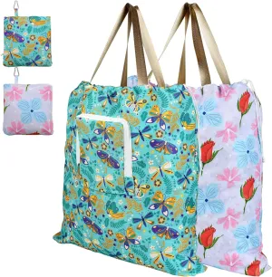 Foldable Travel Laundry Bag with Handle and Drawstring, 2 Pack Expandable Dirty Clothes Bags with Aluminum Carabiner and Zipper, Lightweight Laundry Hamper Liner for Travel, Camp, 20*19 inch