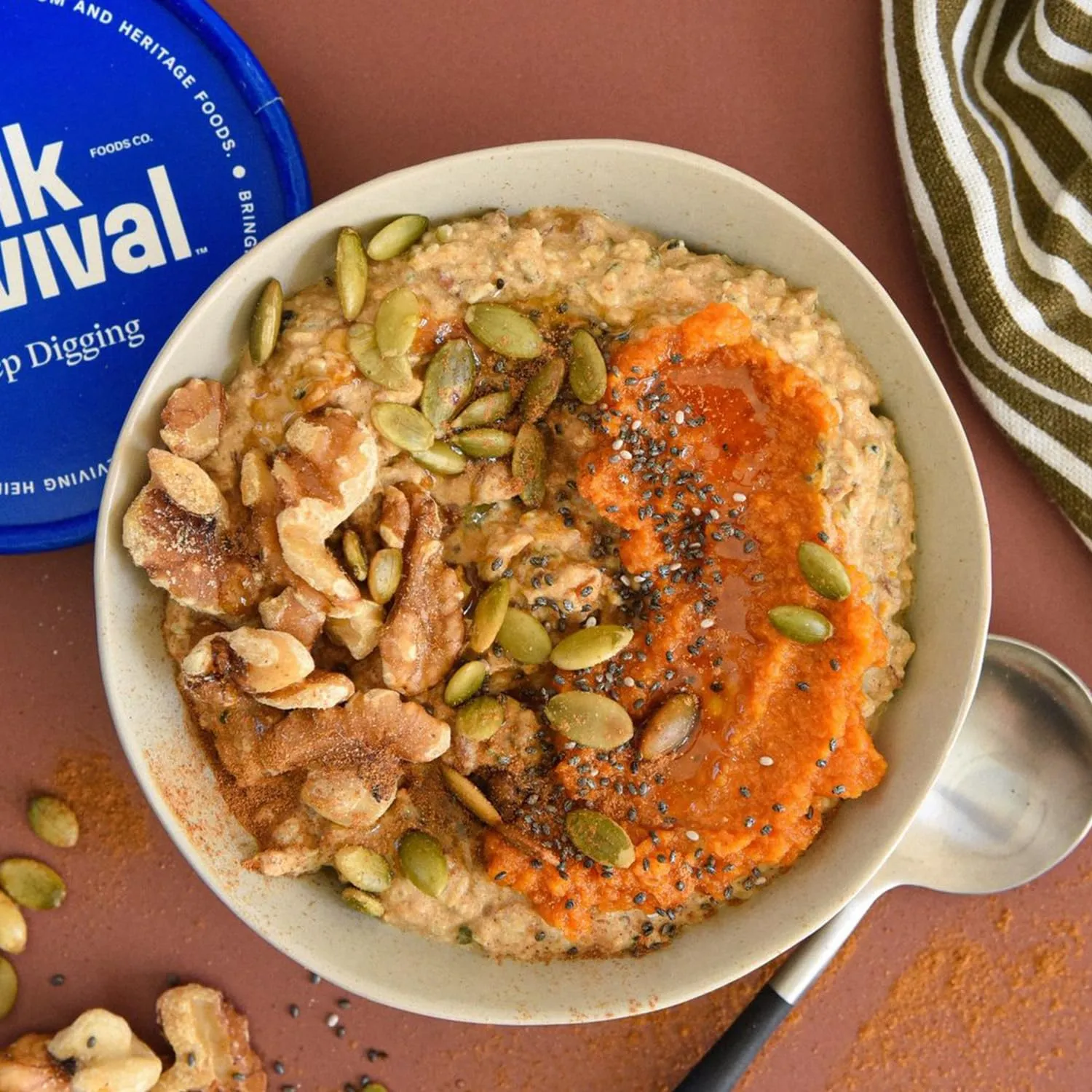 Folk Revival Maple Walnut Keto Instant Oatmeal - 20g Protein, 2g Net Carbs, High Fiber, Non GMO, Gluten Free, Made with Acorns - 6 Cups Per Case