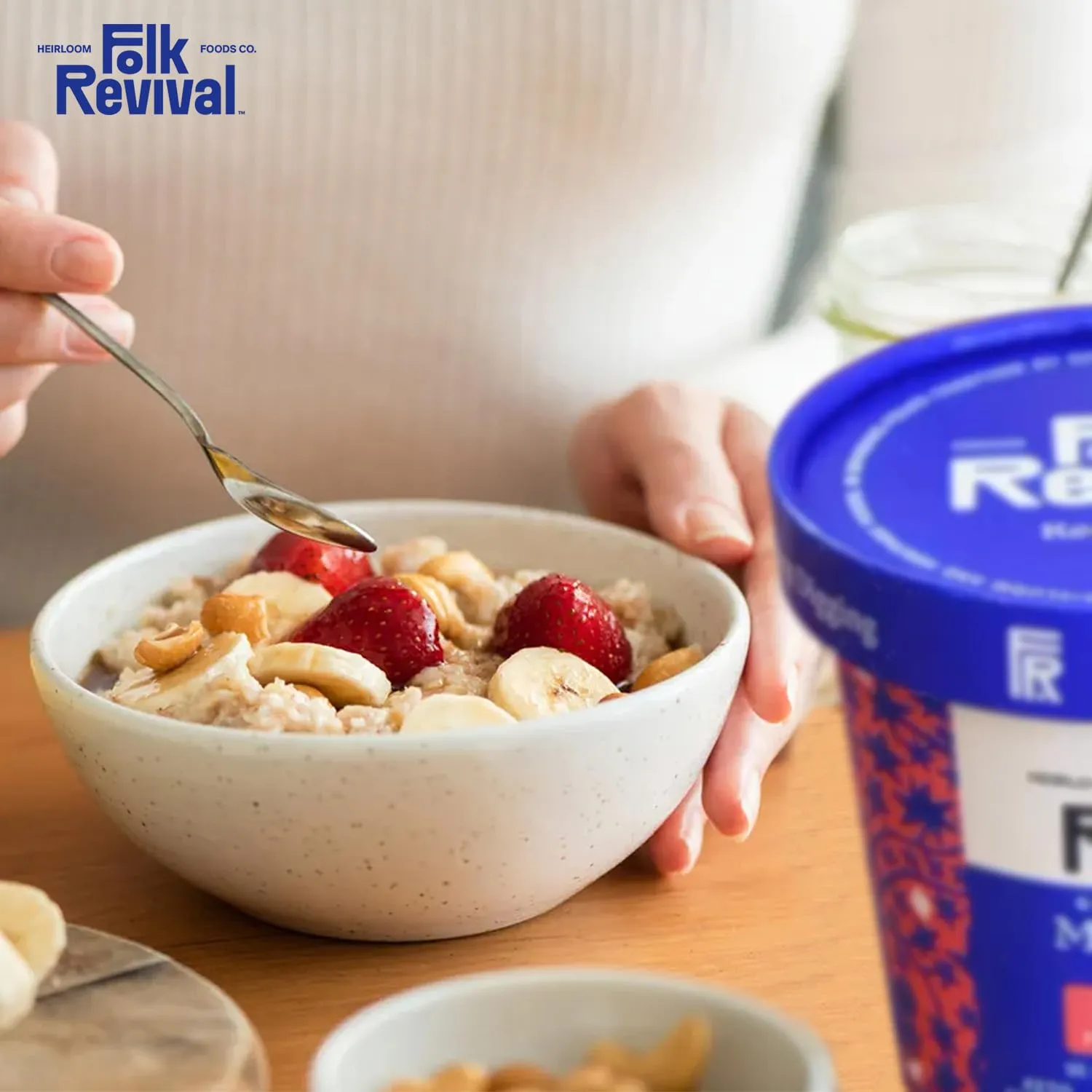 Folk Revival Maple Walnut Keto Instant Oatmeal - 20g Protein, 2g Net Carbs, High Fiber, Non GMO, Gluten Free, Made with Acorns - 6 Cups Per Case