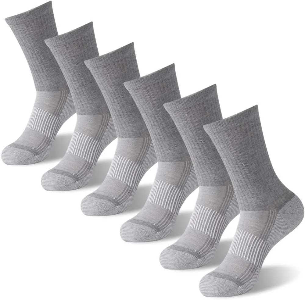 FOOTPLUS Hiking Copper Compression Socks,Unisex Cushioned Sole Arch Support Athletic Crew Running Socks