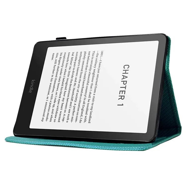 For Amazon Kindle Paperwhite (2024) Case Carbon Fiber Texture PU Leather Cover Stand View