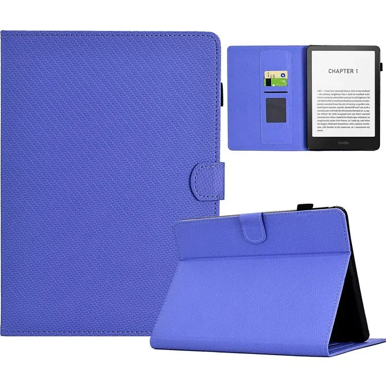 For Amazon Kindle Paperwhite (2024) Case Carbon Fiber Texture PU Leather Cover Stand View