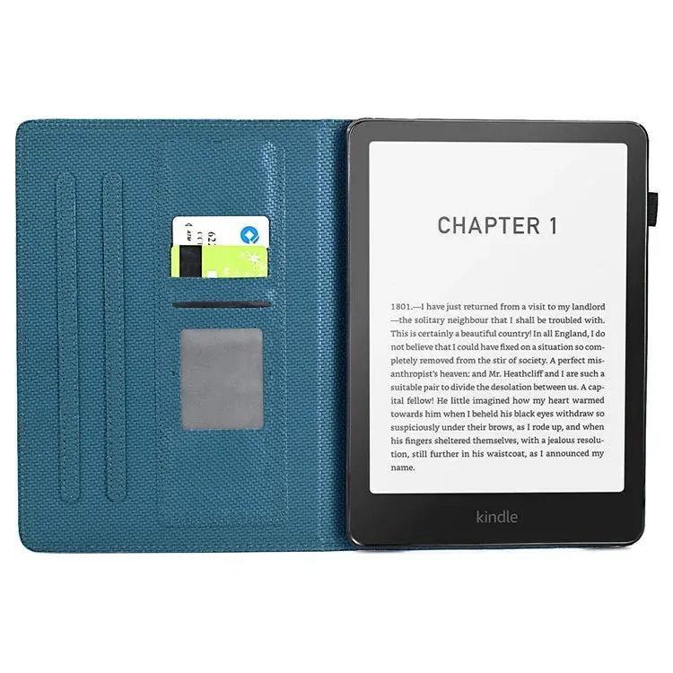 For Amazon Kindle Paperwhite (2024) Case Carbon Fiber Texture PU Leather Cover Stand View